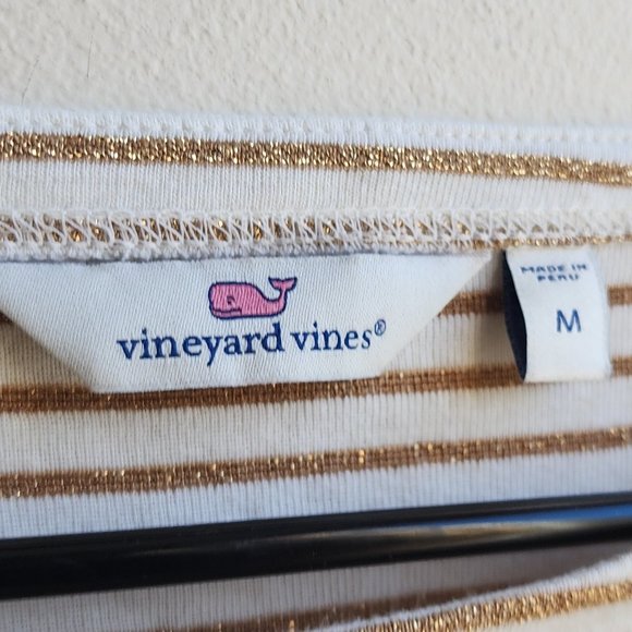 Vineyard Vines Gold/Cream Scoop Neck Striped Jersey Size Medium - Picture 6 of 11
